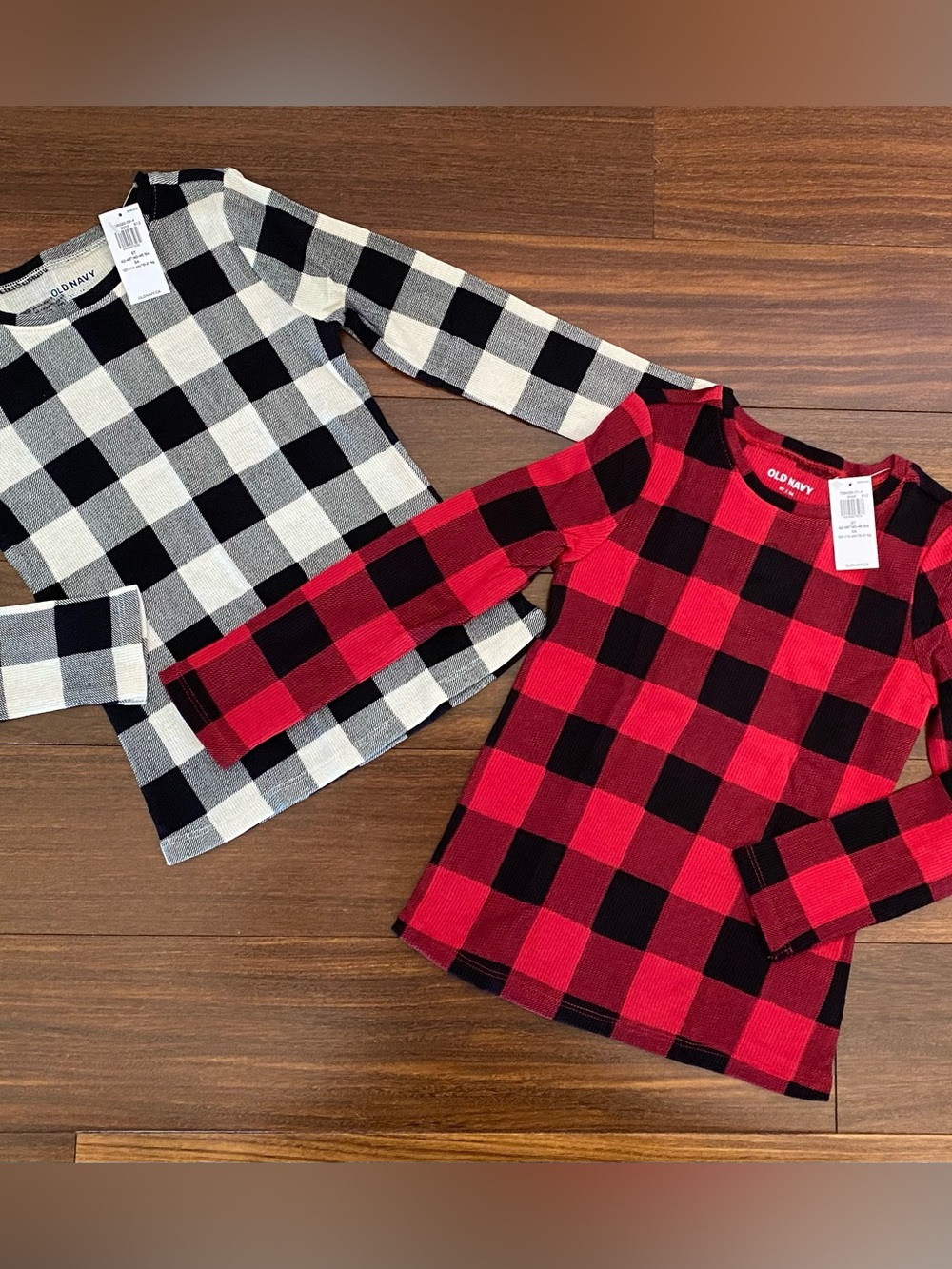 Old Navy Kids Buffalo Plaid Long-Sleeve Tops - Red & Black and Black & White